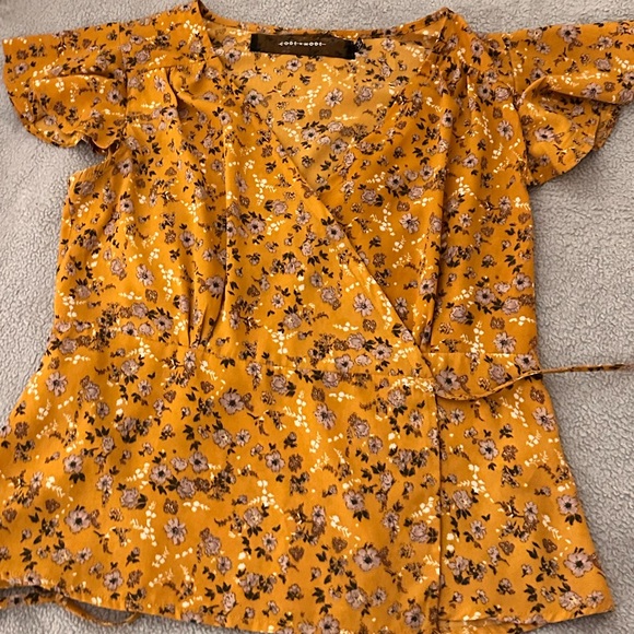 Codex Mode Flutter Sleeve Peplum Wrap Blouse - Picture 1 of 5